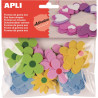 Sachet de 40 fleurs en mousse adhésive couleurs assorties