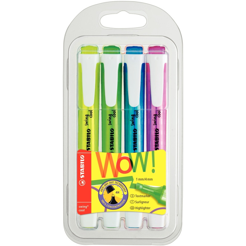 Blister de 4 surligneurs Swing Cool assortis