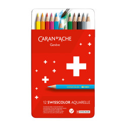 Boite métal de 12 crayons aquarelle Swisscolor