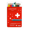 Boite métal de 12 crayons aquarelle Swisscolor