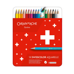 Boite métal de 18 crayons aquarelle Swisscolor