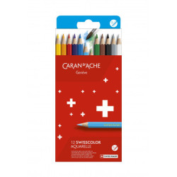 Boîte carton de 12 crayons aquarellables Swisscolor