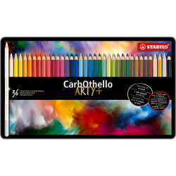Boîte métal de 36 crayons de couleur fusain pastel CarbOthello ARTY+
