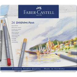 Boîte métal de 24 crayons de couleurs aquarellables Goldfaber Aqua