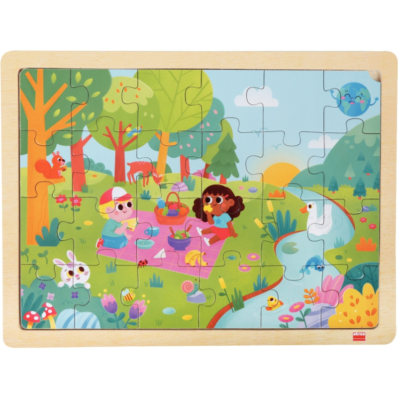 Lot de 4 puzzles en bois 24/35 pièces, sauvons la planète