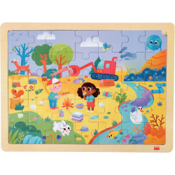 Lot de 4 puzzles en bois 24/35 pièces, sauvons la planète