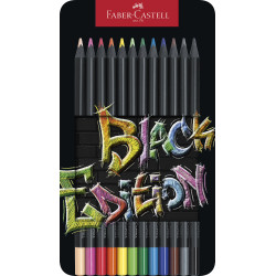 Boîte métal de 12 Crayons de couleurs Black Edition