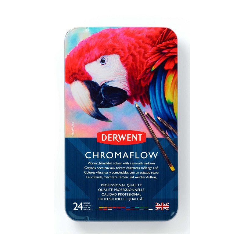 Boîte métal 24 crayons de couleurs Chromaflow