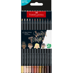 Etui de 12 crayons de couleurs "peau" Black Edition