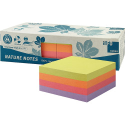 Lot de 2 cubes 400 feuilles adhésives repositionnables recyclées 75 x