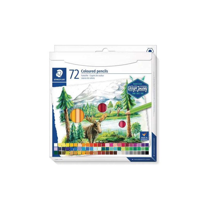 Etui carton de 72 crayons de couleurs Design Journey