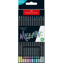 Boîte métal de 12 Crayons de couleurs Black Edition métallique