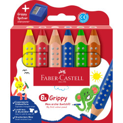 Set de 6 crayons Grippy avec taille-crayon