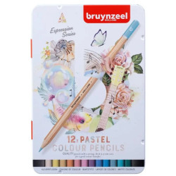 Boîte metal 12 crayons de couleurs pastels