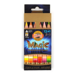 Boîte 12 + 1 crayons magic courts avec accessoires