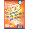 Copies doubles perforées 200 pages 90g, format A4, seyès blanc