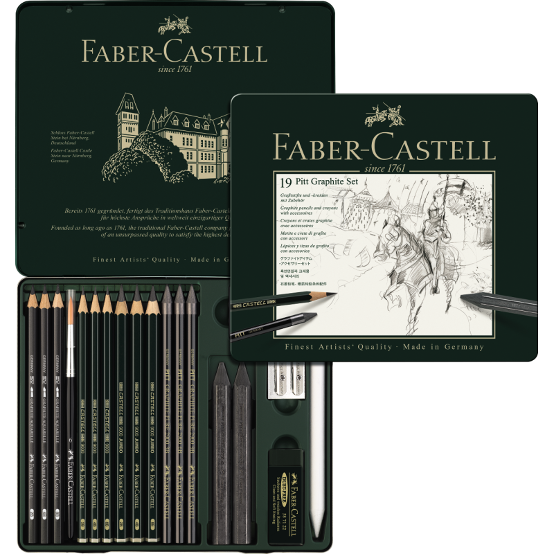 Set moyen 19 crayons fusains PITT Graphite