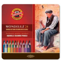 Boîte métal de 24 crayons aquarellables Mondeluz