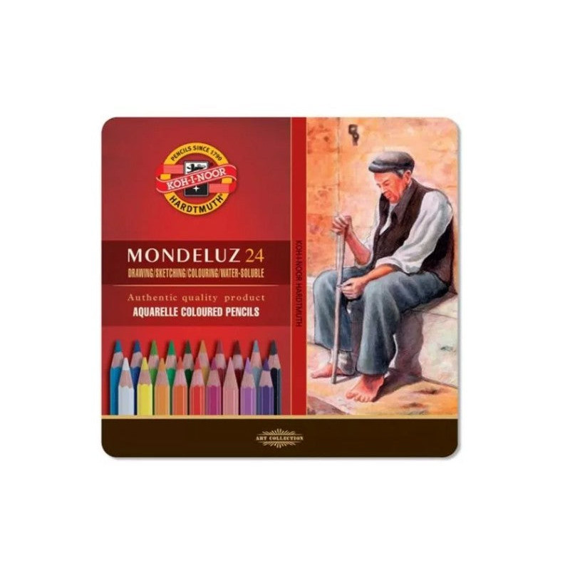 Boîte métal de 24 crayons aquarellables Mondeluz