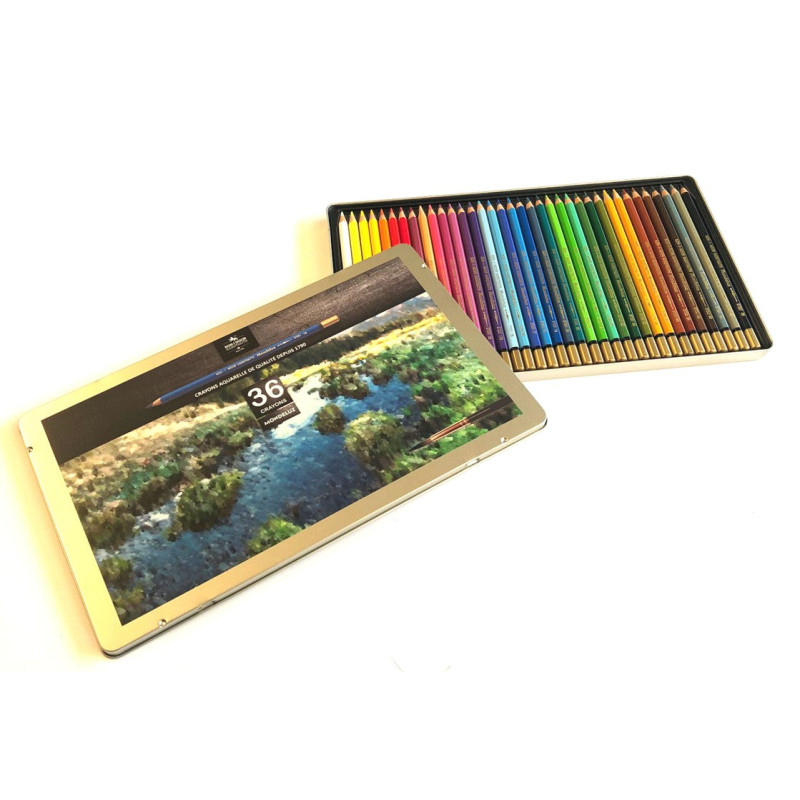 Boîte métal de 36 crayons aquarellables Mondeluz