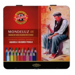 Boîte métal de 48 crayons aquarellables Mondeluz