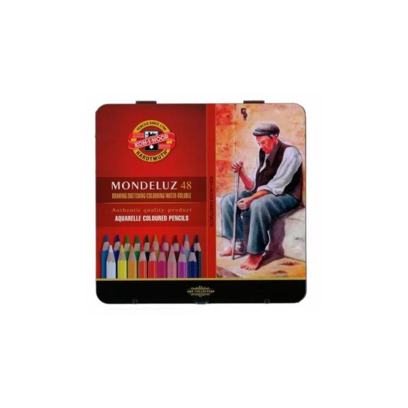 Boîte métal de 48 crayons aquarellables Mondeluz