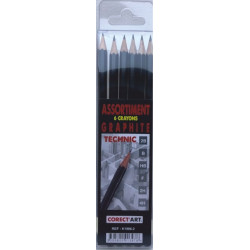 Etui de 6 crayons Graphite Toison d'or Technic -2B à 4H