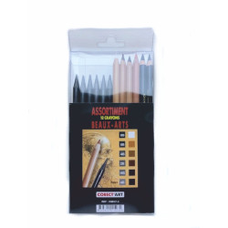 Etui de 12 crayons Beaux-Arts - Teintes brunes & noires et Mines de pl