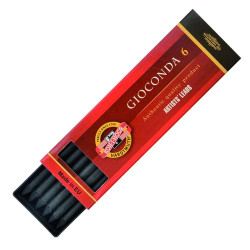 Etui de 6 mines diam 5.6 mm Fusain n°1 tendre, 2 moyen ou 3 dur - Mine