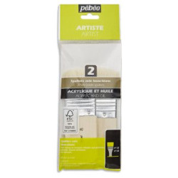 Pochette de 2 pinceaux Spalters extra-courts - Soie beau blanc