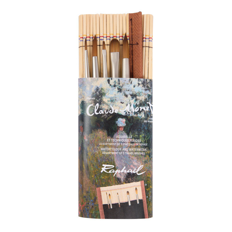 Pincelier bambou avec 5 mini-pinceaux MONET