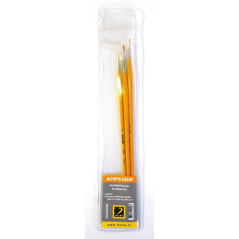 Pochette 3 brosses acrylique PRO