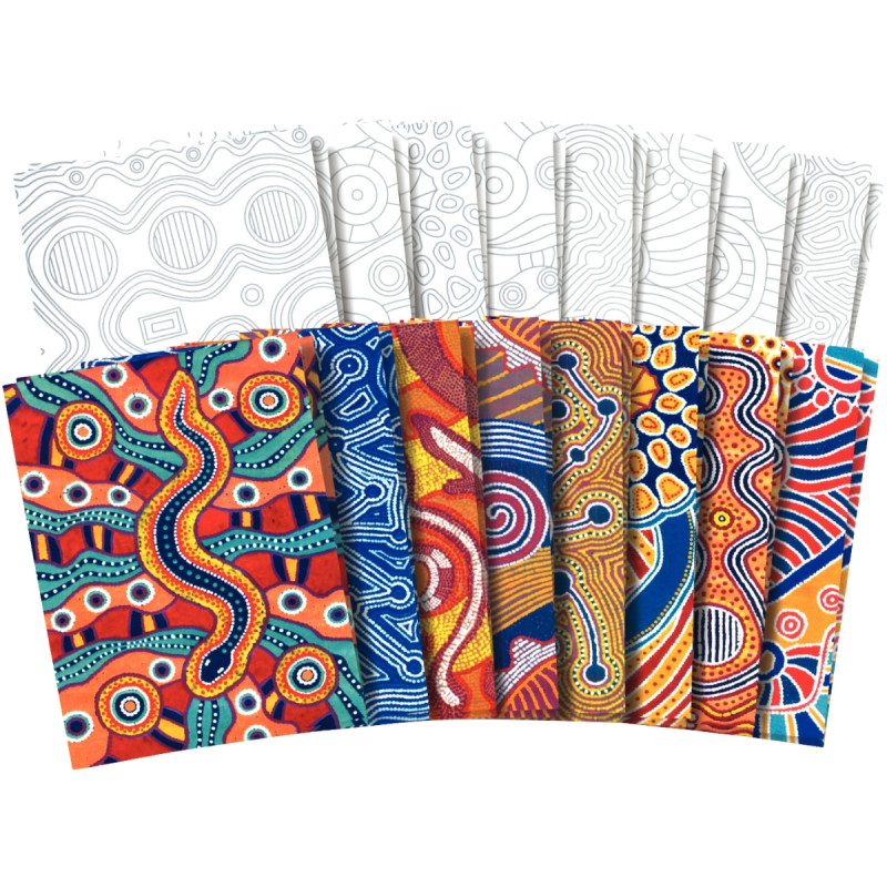 Paquet de 32 feuilles papier motifs aborigènes assortis