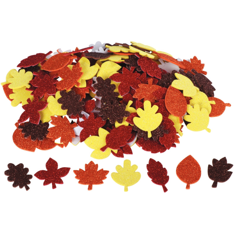 Sachet de 200 gommettes feuilles d' automne en mousse