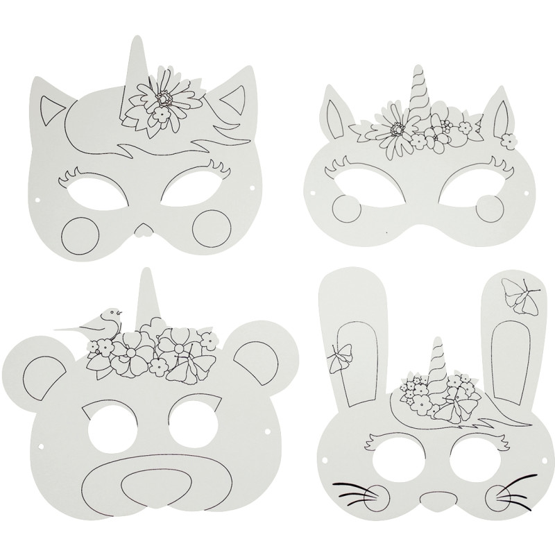 Lot de 8 masques carton licorne et super héros