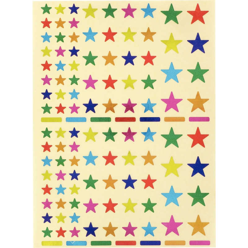 Pochette 624 gommettes métallisées étoiles couleurs assorties