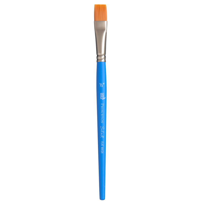 Pinceau Select 3750 synthétique lavis plat manche court - 1/2 IN