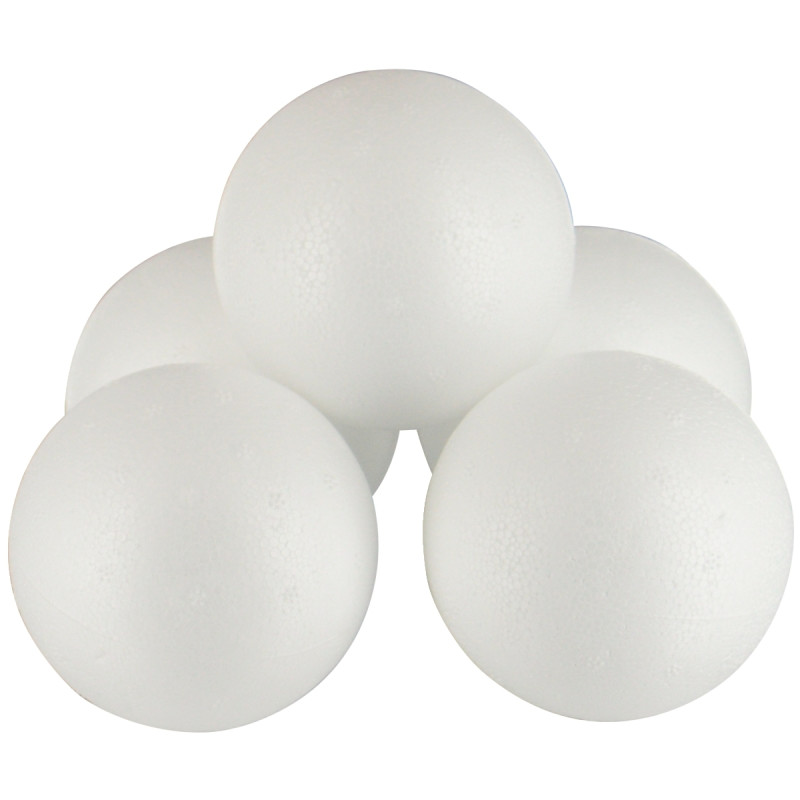 Lot de 5 boules en styropor, diamètre 7 cm