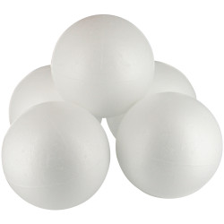 Lot de 5 boules en styropor, diamètre 10 cm