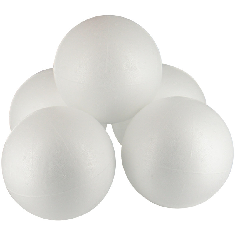 Lot de 5 boules en styropor, diamètre 10 cm