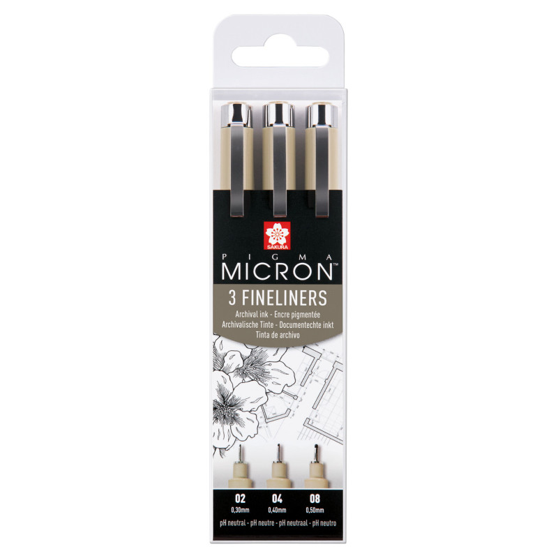 Set de 3 feutres noirs Pigma micron 0,3/ 0,4/ 0,5mm