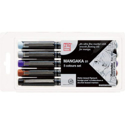 Pochette de 5 feutres Mangaka 0.25 mm 5 couleurs assorties Corector