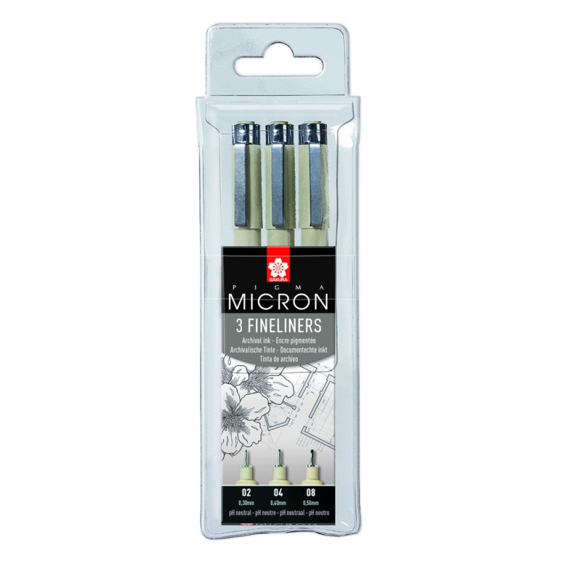 Sets de Feutres Pigma Micron Sakura - Set de 8 gris