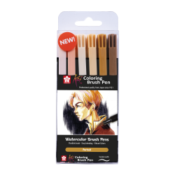 Set Portrait de 6 feutres Coloring Brush Pen KOI