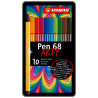 Boîte métal de 10 feutres de dessin pointe moyenne STABILO Pen 68 ARTY