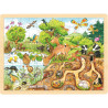 Lot de 4 puzzles à cadre en bois 96 pièces, thèmes divers (lot n°1)