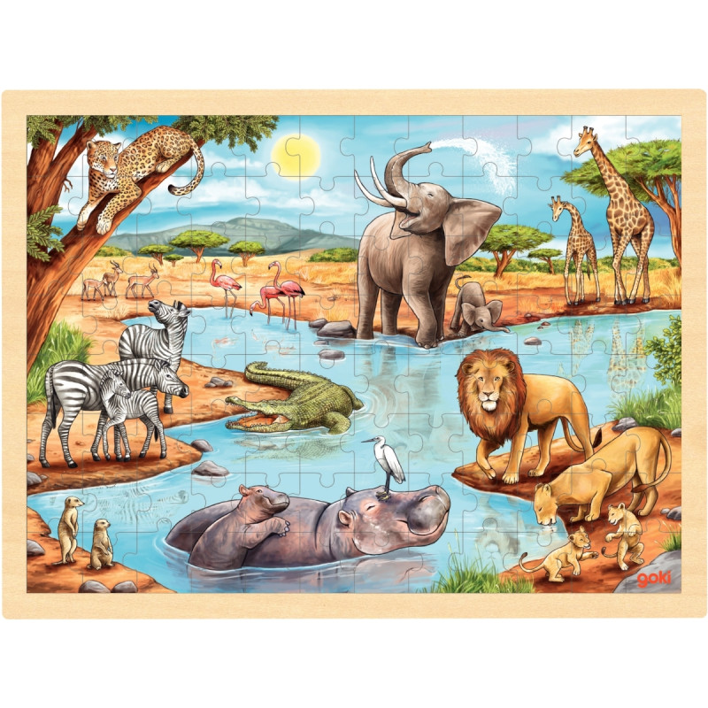 Lot de 4 puzzles à cadre en bois 96 pièces, thèmes divers (lot n°1)