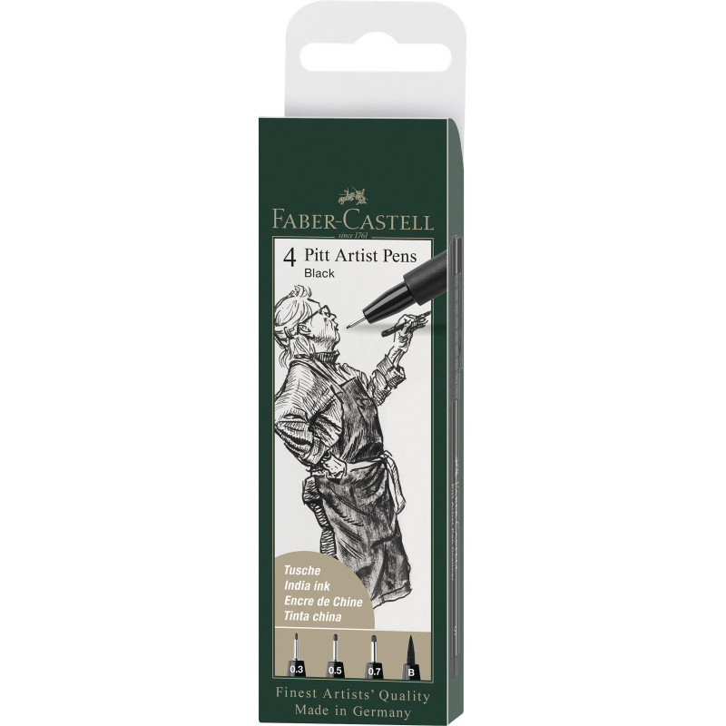 Pochette de 4 feutres Pitt artist Pen Assortiment Noir