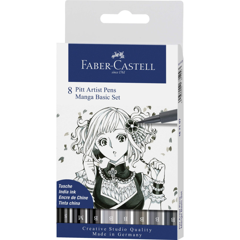 Pochette de 8 feutres Pitt artist Pen manga