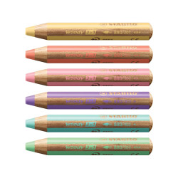 Crayons de couleurs woody 3 in 1 mine extra-large couleurs pastel à l'